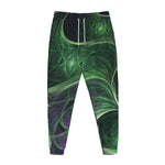 Green Fractal Print Jogger Pants