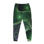 Green Fractal Print Jogger Pants