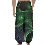 Green Fractal Print Lantern Pants