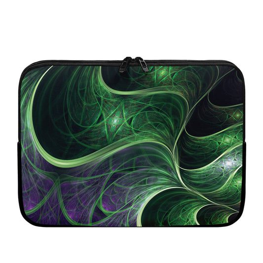 Green Fractal Print Laptop Sleeve
