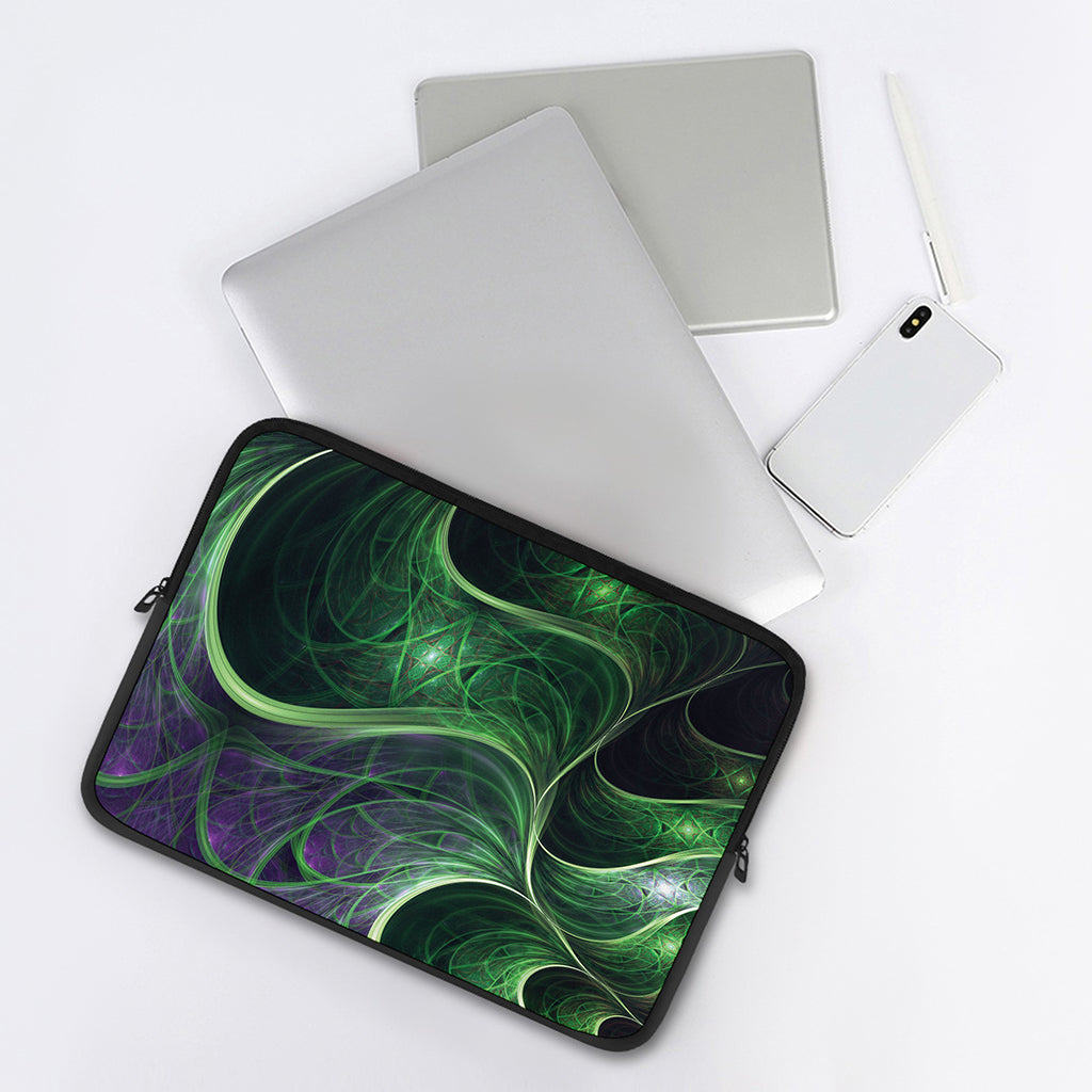 Green Fractal Print Laptop Sleeve