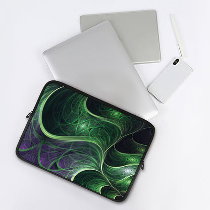 Green Fractal Print Laptop Sleeve