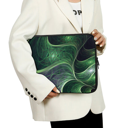 Green Fractal Print Laptop Sleeve
