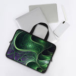 Green Fractal Print Laptop Sleeve With Handle