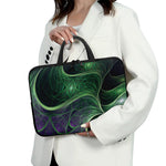 Green Fractal Print Laptop Sleeve With Handle