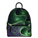 Green Fractal Print Leather Backpack