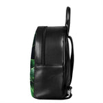 Green Fractal Print Leather Backpack