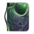 Green Fractal Print Leather Bible Cover