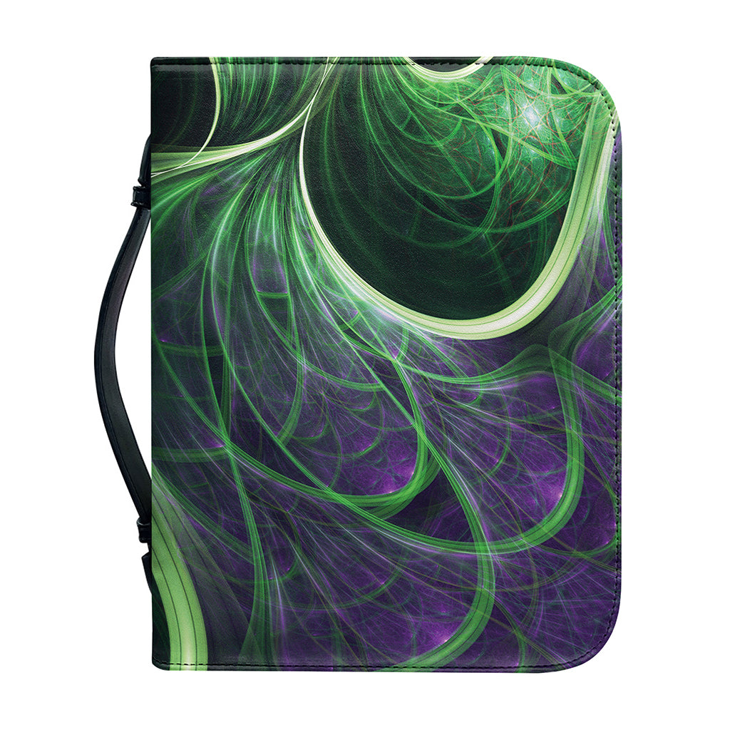 Green Fractal Print Leather Bible Cover