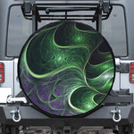 Green Fractal Print Leather Spare Tire Cover