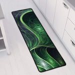 Green Fractal Print Long Kitchen Mat