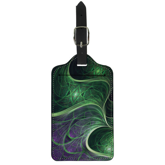 Green Fractal Print Luggage Tag