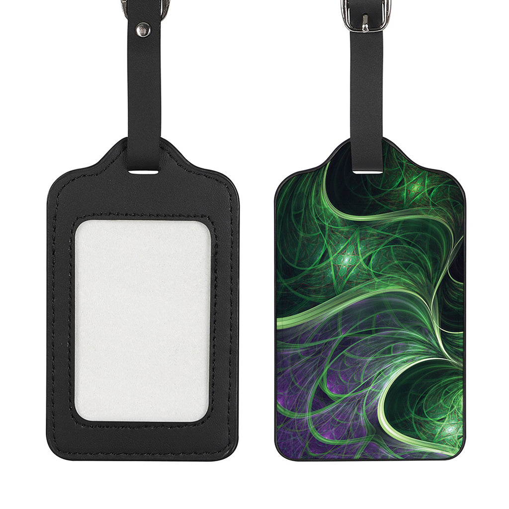 Green Fractal Print Luggage Tag