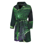 Green Fractal Print Men's Bathrobe