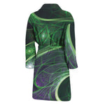 Green Fractal Print Men's Bathrobe