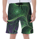 Green Fractal Print Men's Beach Shorts