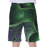 Green Fractal Print Men's Beach Shorts