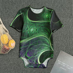 Green Fractal Print Men's Bodysuit