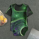 Green Fractal Print Men's Bodysuit
