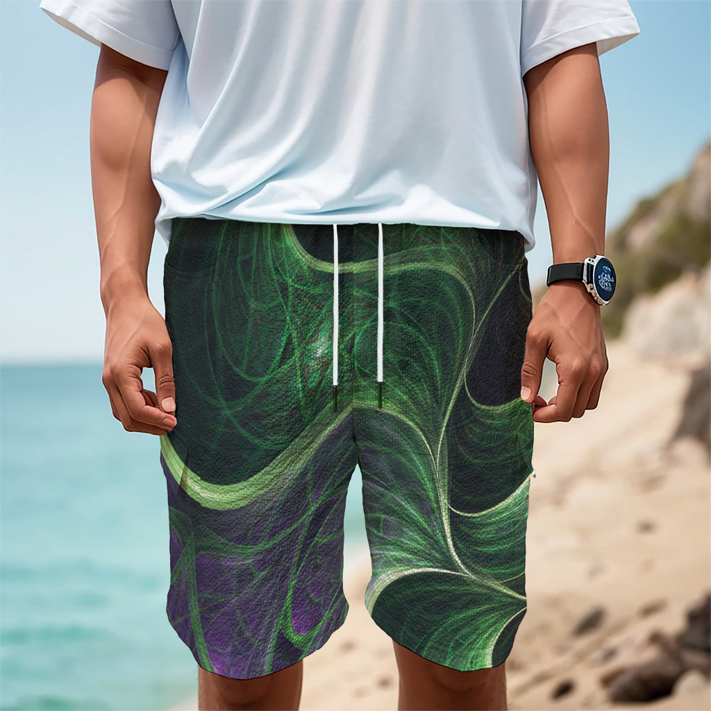 Green Fractal Print Men's Cargo Shorts