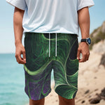 Green Fractal Print Men's Cargo Shorts