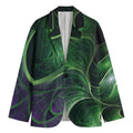 Green Fractal Print Men's Cotton Blazer