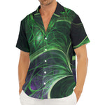 Green Fractal Print Men's Deep V-Neck Shirt
