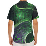 Green Fractal Print Men's Deep V-Neck Shirt
