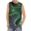 Green Fractal Print Men's Fitness Tank Top