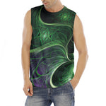 Green Fractal Print Men's Fitness Tank Top