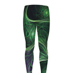 Green Fractal Print Men's leggings