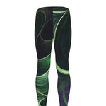 Green Fractal Print Men's leggings
