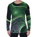Green Fractal Print Men's Long Sleeve T-Shirt