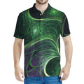 Green Fractal Print Men's Polo Shirt