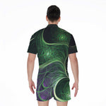 Green Fractal Print Men's Rompers