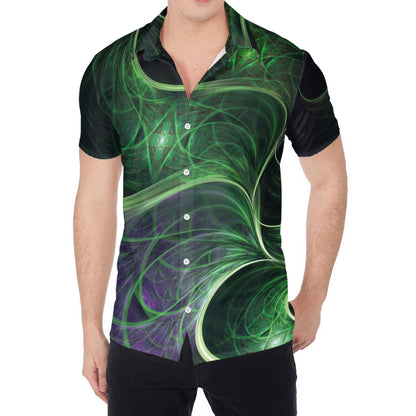 Green Fractal Print Men's Shirt