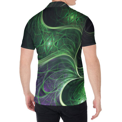 Green Fractal Print Men's Shirt