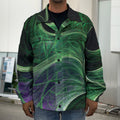Green Fractal Print Men's Shirt Jacket