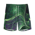 Green Fractal Print Men's Athletic Shorts