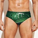 Green Fractal Print Men's Swim Briefs