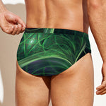 Green Fractal Print Men's Swim Briefs