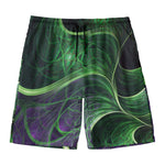 Green Fractal Print Men's Swim Trunks