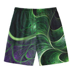 Green Fractal Print Men's Swim Trunks