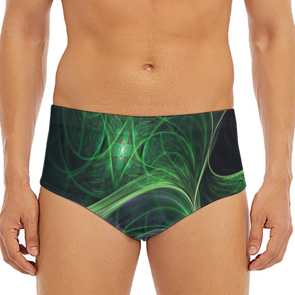 Green Fractal Print Men's Triangle Swim Briefs