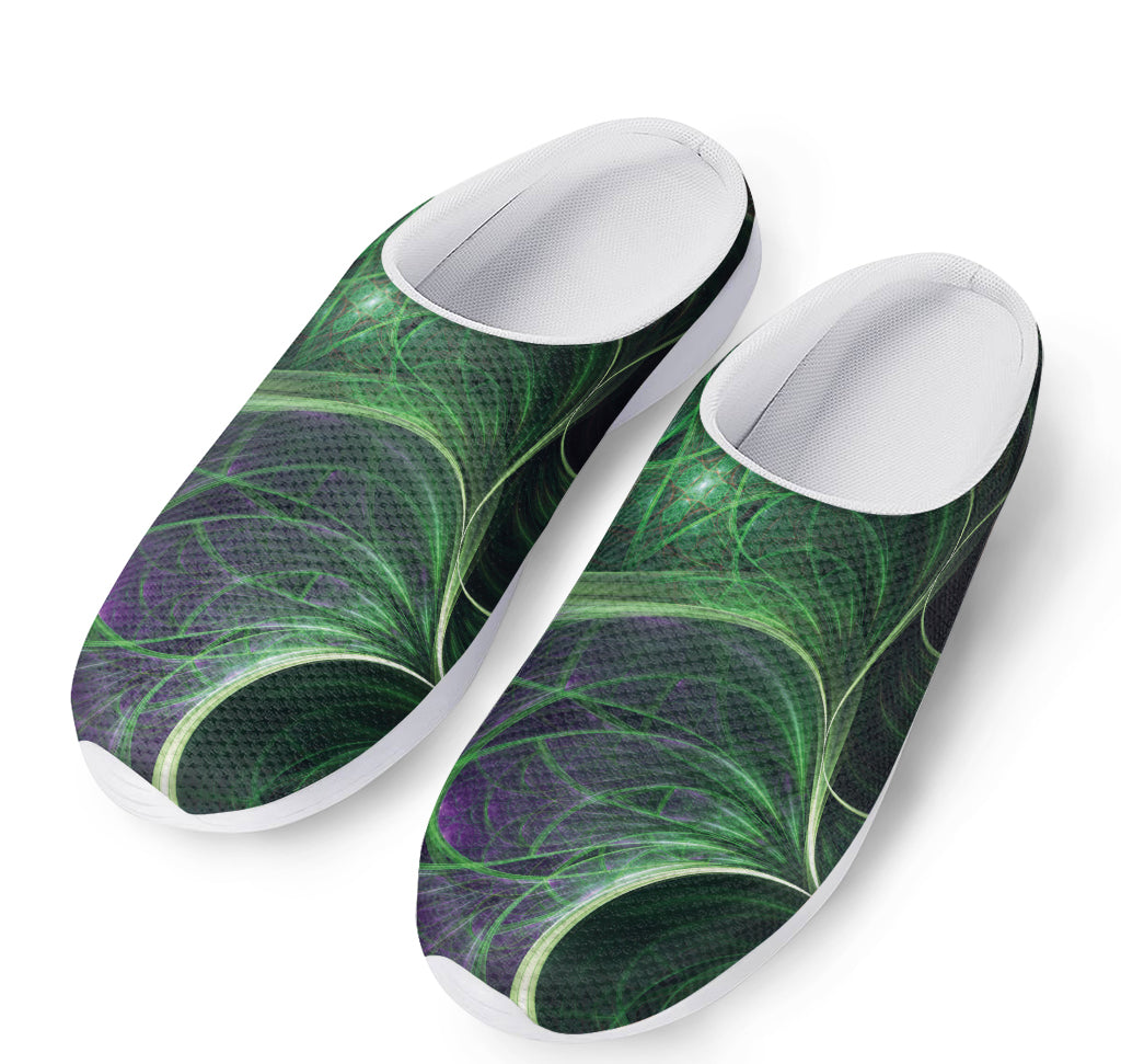 Green Fractal Print Mesh Casual Shoes