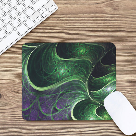 Green Fractal Print Mouse Pad