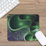 Green Fractal Print Mouse Pad