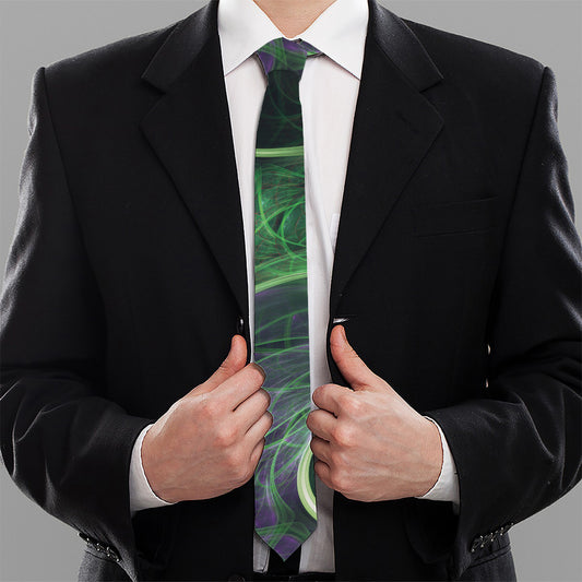 Green Fractal Print Necktie