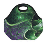 Green Fractal Print Neoprene Lunch Bag