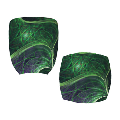 Green Fractal Print Office Chair Cover